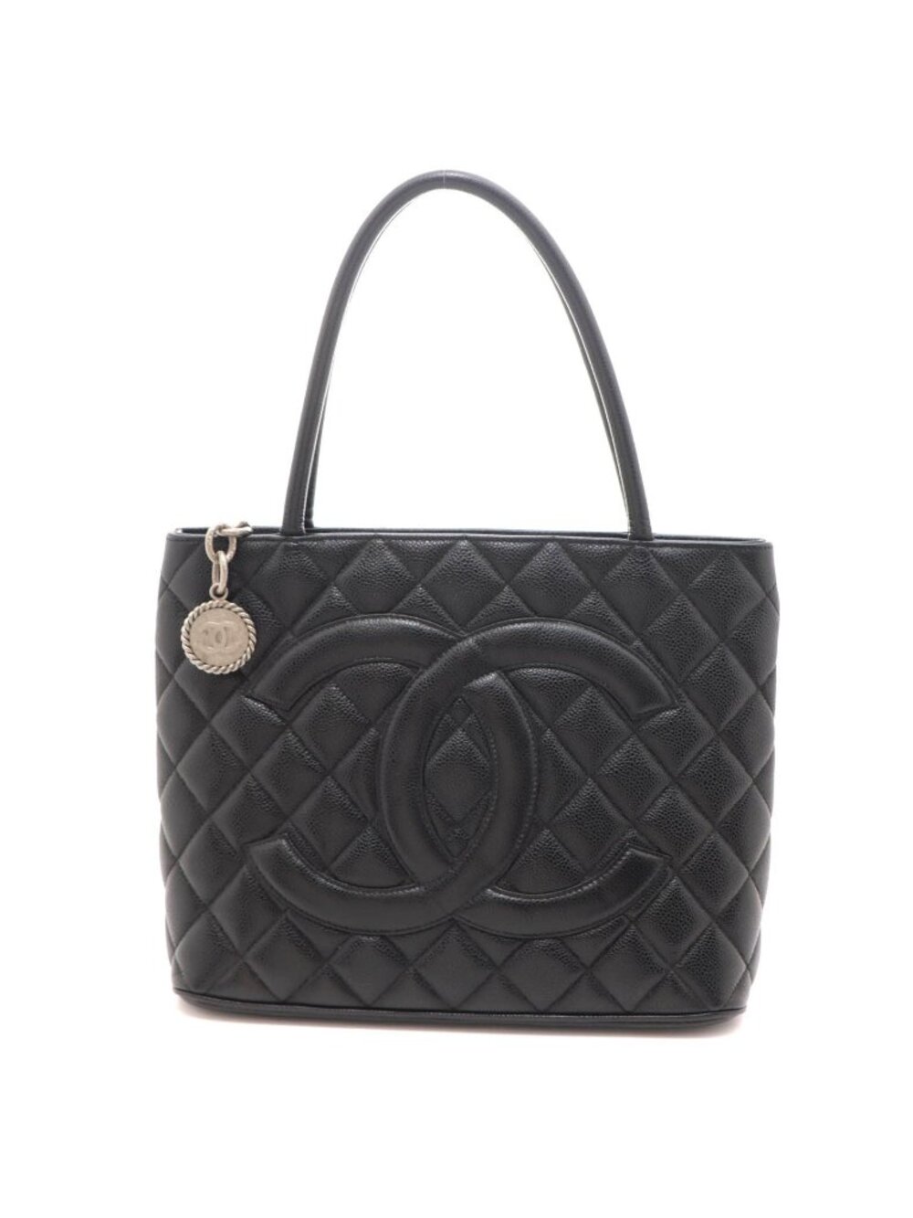 Chanel Reissue Tote Bag Black Silver Caviar Leather
